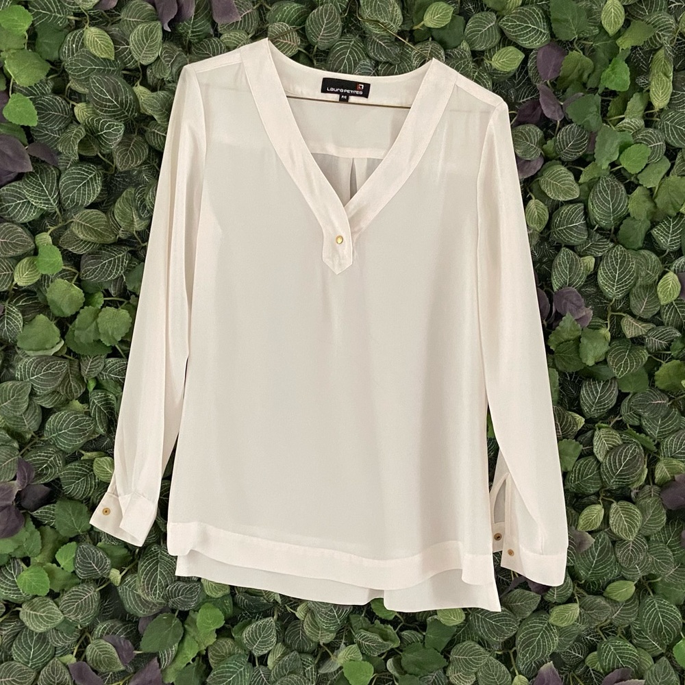 Laura Petites Sz Small Sheer white blouse